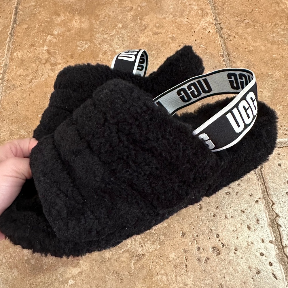 Black Ugg Fur Slipper